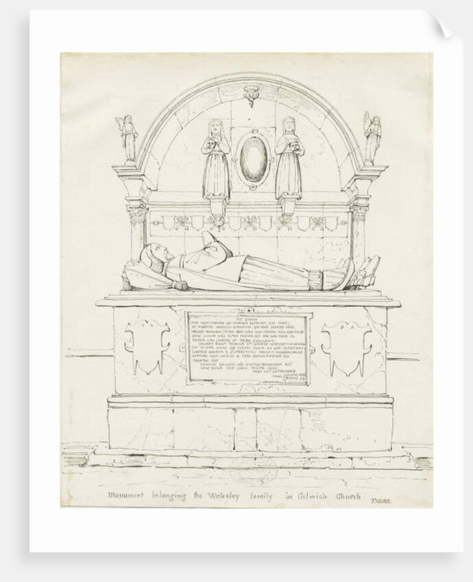 Colwich - Tomb of Robert Wolseley: pen and ink drawing, 1837 by Thomas Peploe Wood
