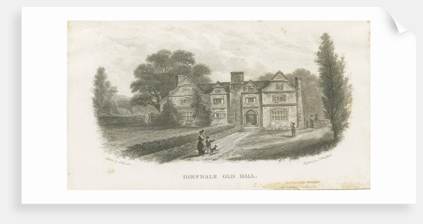 Dimsdale Old Hall: engraving by School English