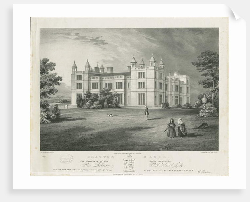 Drayton Bassett - 'Drayton Manor': lithograph , nd [1812-1863] by John Brandard