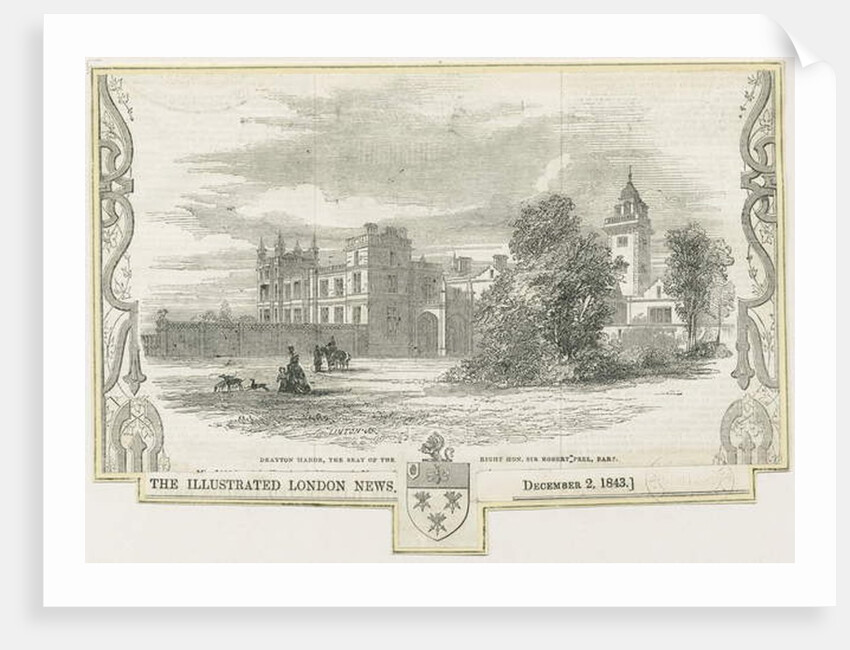 Draton Bassett - 'Drayton Manor' : woodcut engraving by William Linton