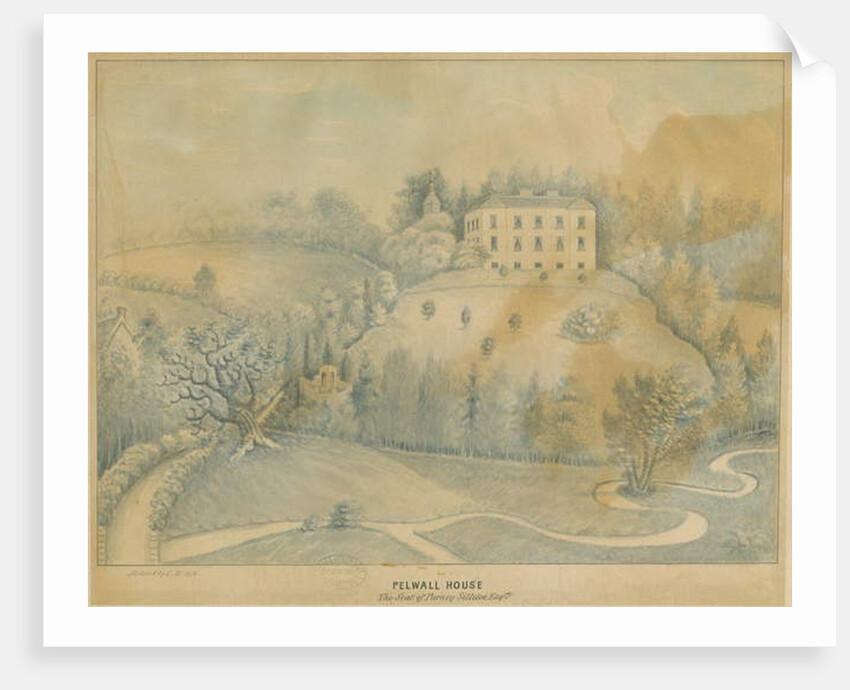 Drayton-in-Hales - Pelwall House: blue wash drawing, nd [?19th cent] by C.B Ash