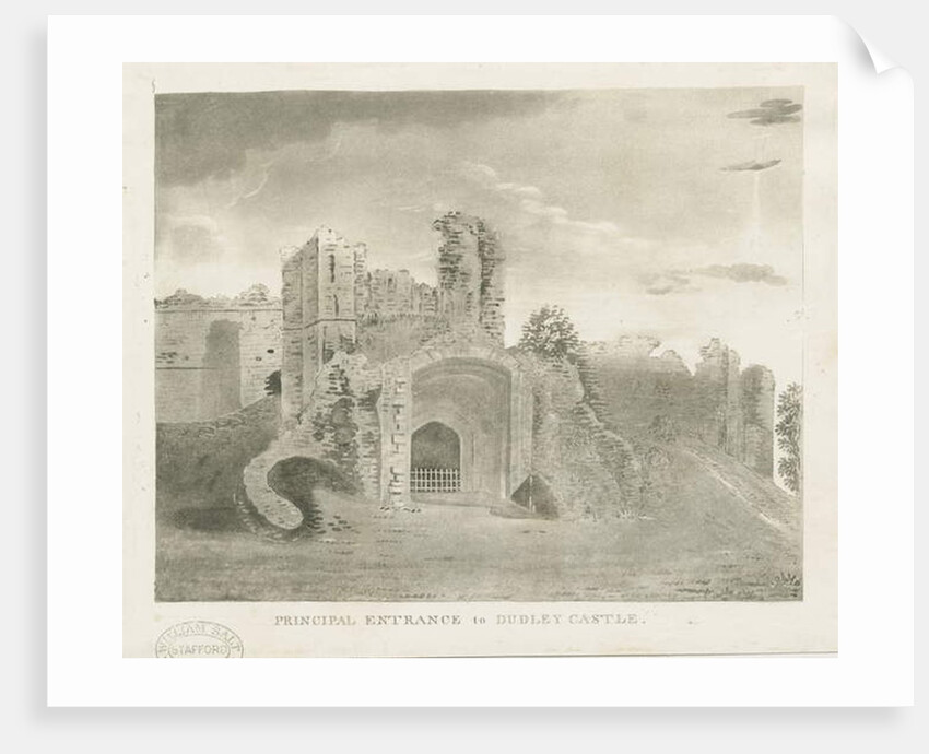 Dudley Castle - Principal Entrance: aquatint engraving, nd [?18th cent] by School English