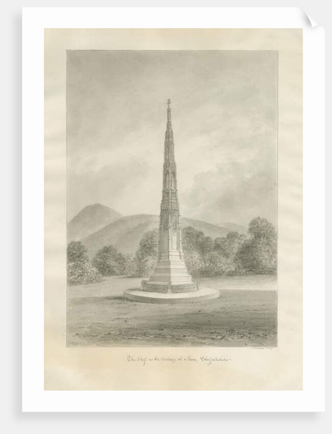 Ilam Village - Cross: sepia drawing, 1847 by John Buckler