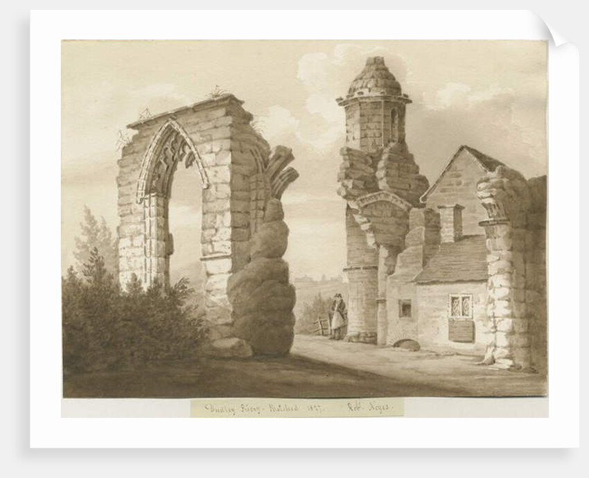 Dudley Priory: sepia wash drawing, 1827 by Robert Noyes