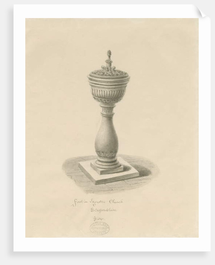 Font in Ingestre Church by John Buckler