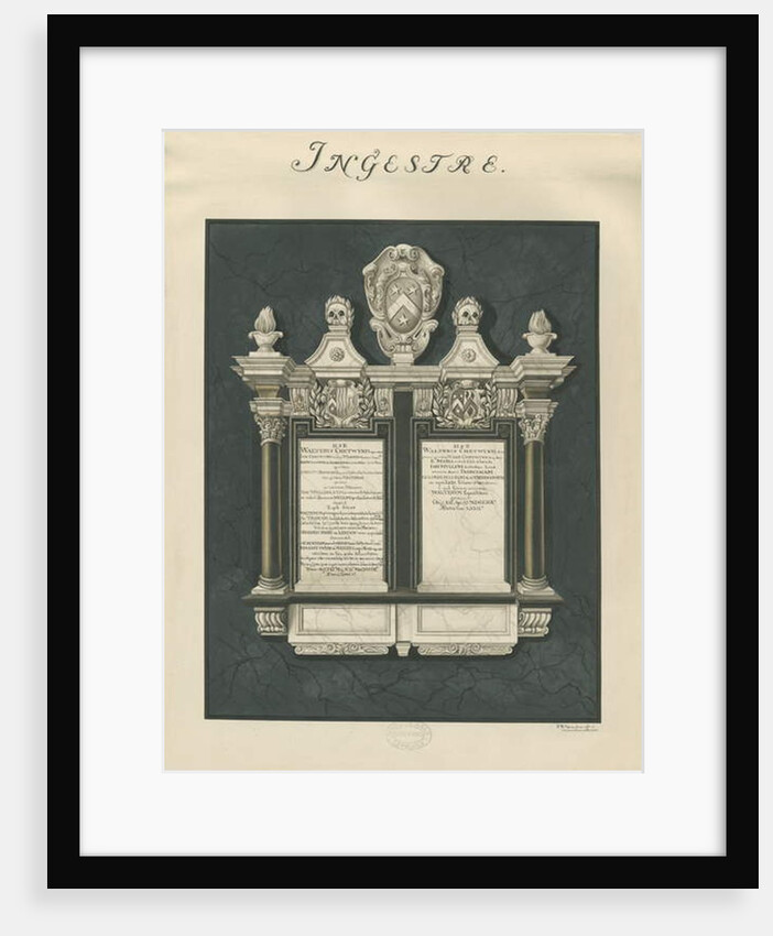 Ingestre Church - tablets to Walter Chetwynd elder and younger: painting, nd [?19th cent] by John Robert Fernyhough