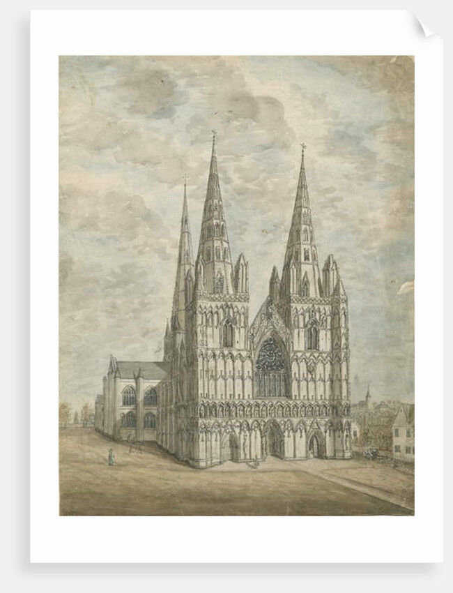 Lichfield Cathderal - West Front: water colour painting, nd [1762-1802] by Stebbing Shaw