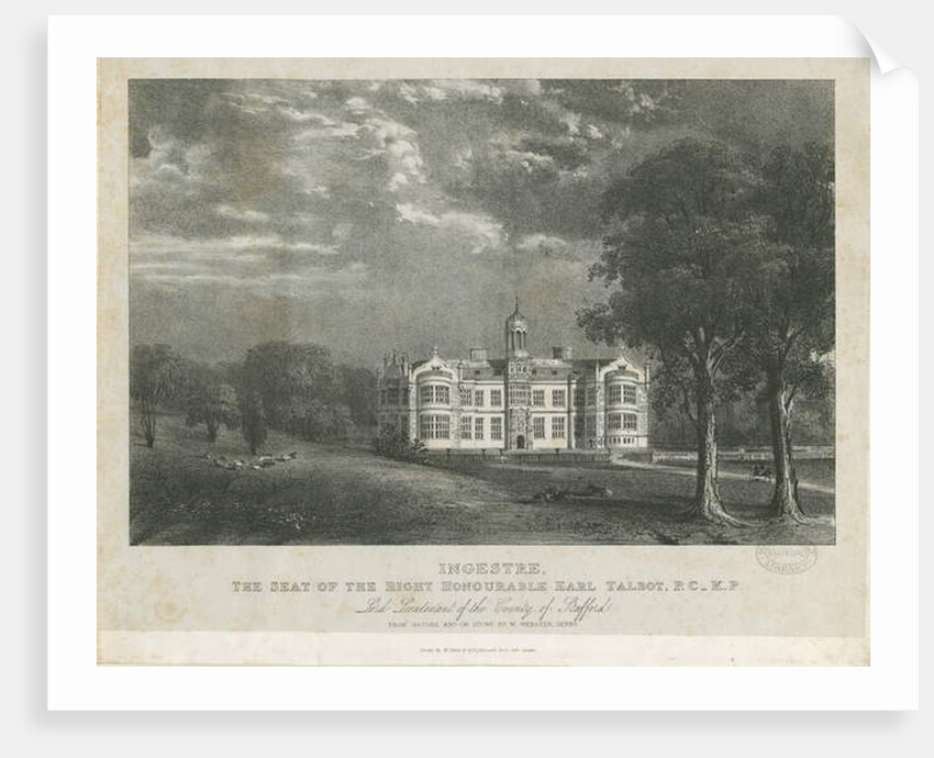 Ingestre Hall: lithograph by Moses Webster