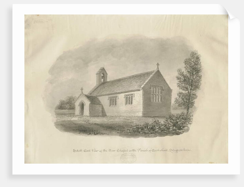 Eccleshall - Cotes Heath Chapel: sepia drawing, nd [c 1843] by John Buckler