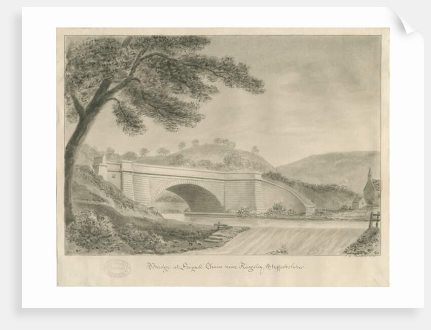 Kingsley - Bridge at Froghall: sepia drawing, 1841 by John Chessell Buckler