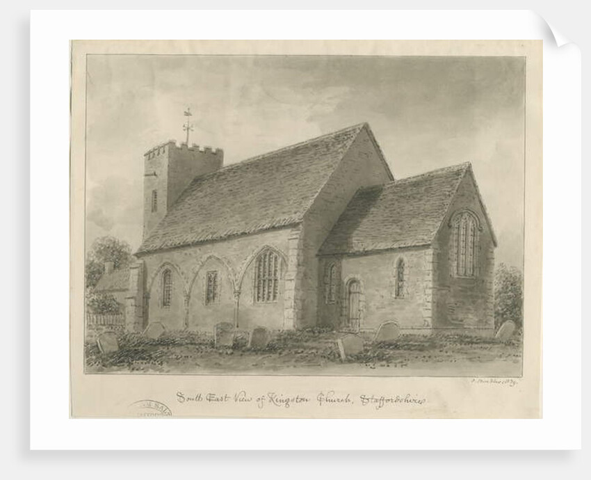 Kingstone Church: sepia drawing, 1839 by John Buckler