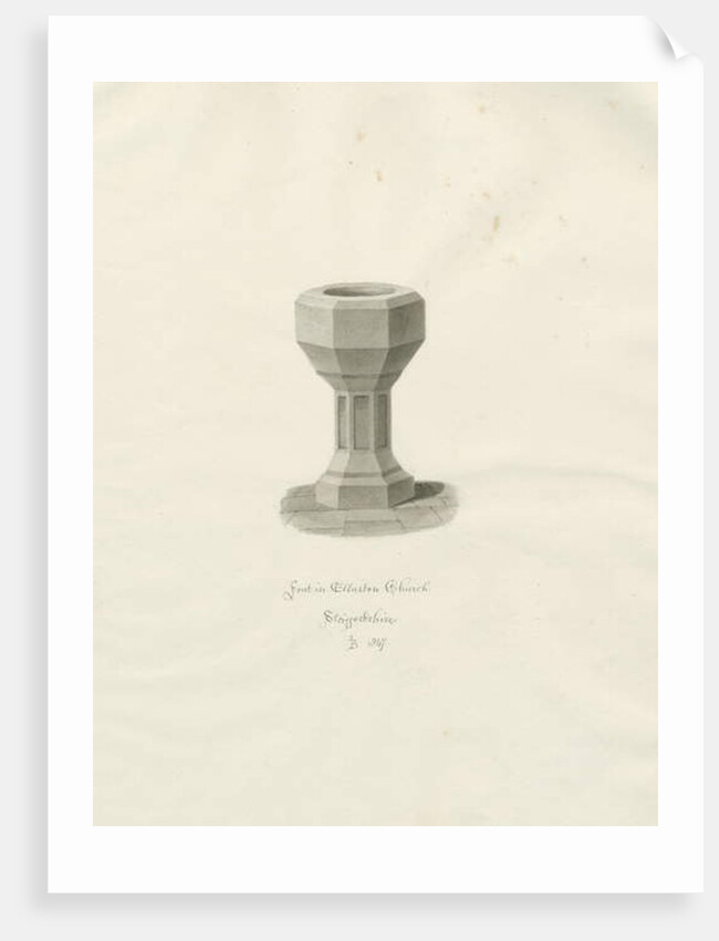 Font in Ellastone Church by John Buckler