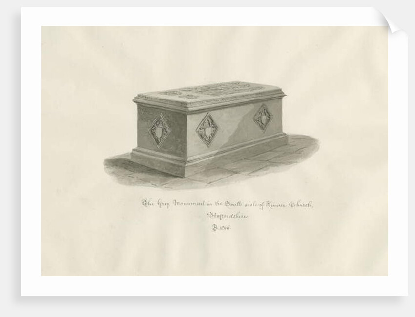 Kinver Church - 'The Grey Monument': sepia drawing, 1846 by John Buckler