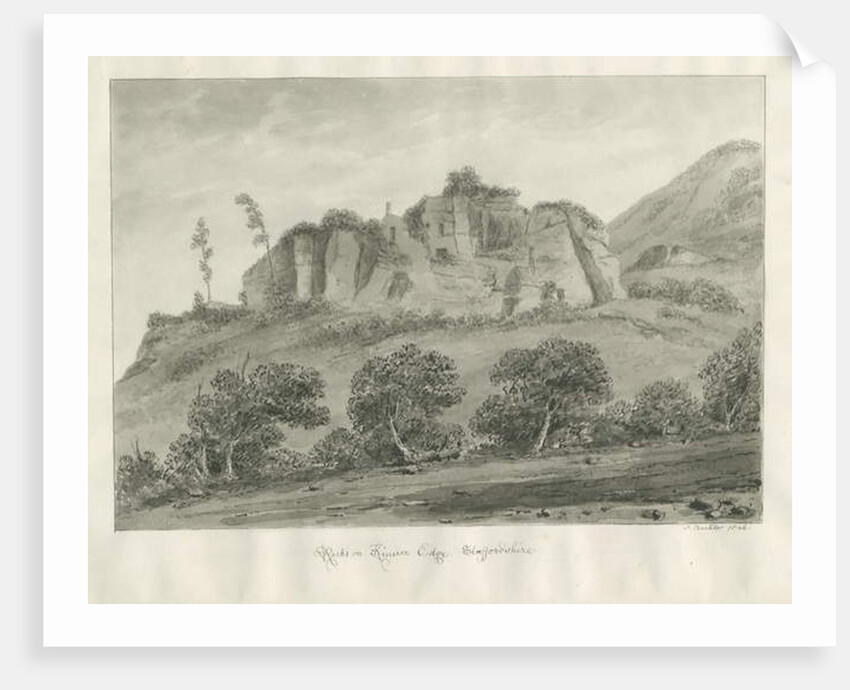 Kinver Edge: sepia drawing, 1846 by John Buckler