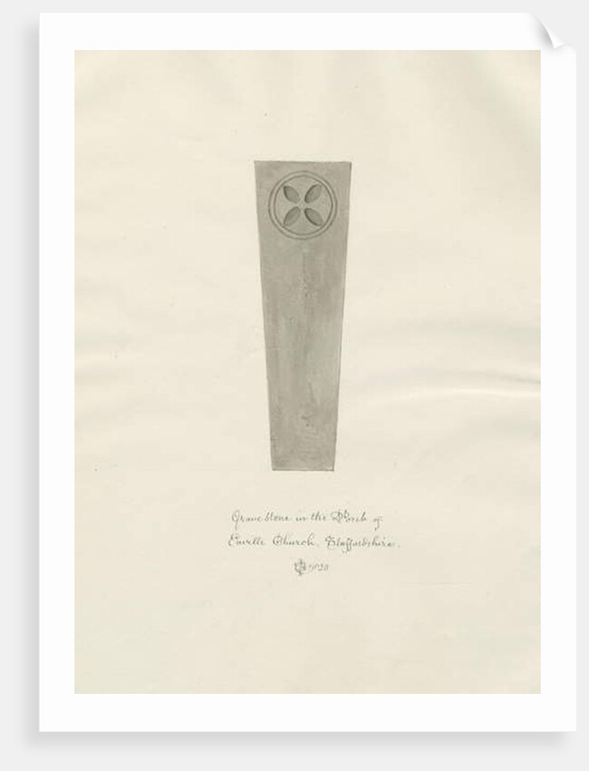 Enville Church - Gravestone: sepia drawing, 1820 by John Chessell Buckler