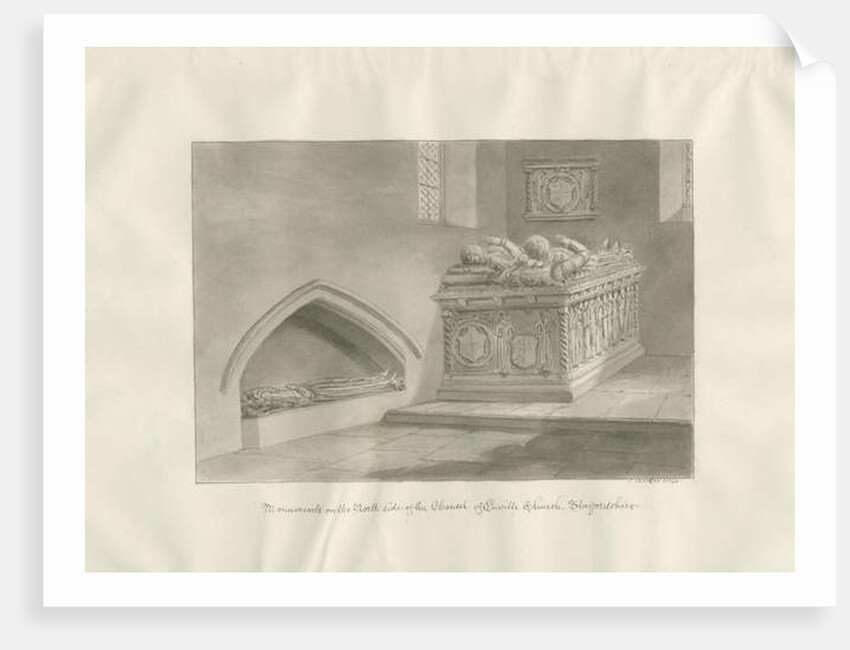 Enville Church - Monument: sepia drawing, 1846 by John Buckler