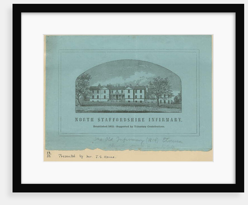 Etruria - 'North Staffordshire Infirmary': line engraving by School English