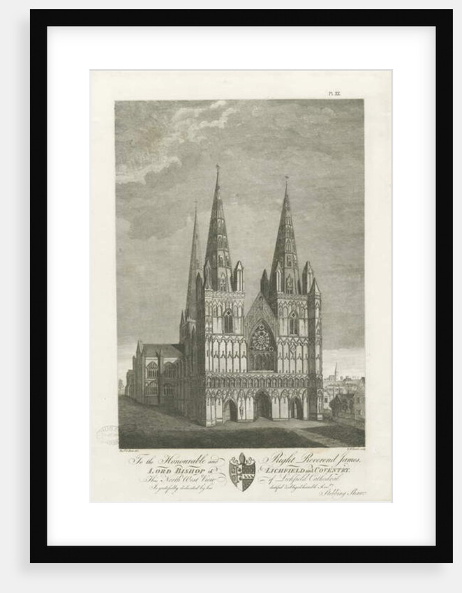 Lichfield Cathedral - West Front: engraving, nd [1762-1802] by Stebbing Shaw