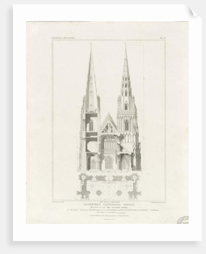 Lichfield Cathedral - West Front: engraving, nd [c 1819] by John Britton