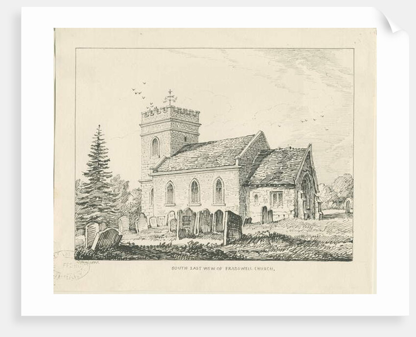 Fradswell Church: pen and ink drawing, 1838 by Thomas Peploe Wood