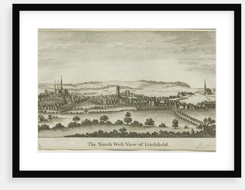 Lichfield - South West View: copper-plate engraving, nd [late 18th cent] by School English