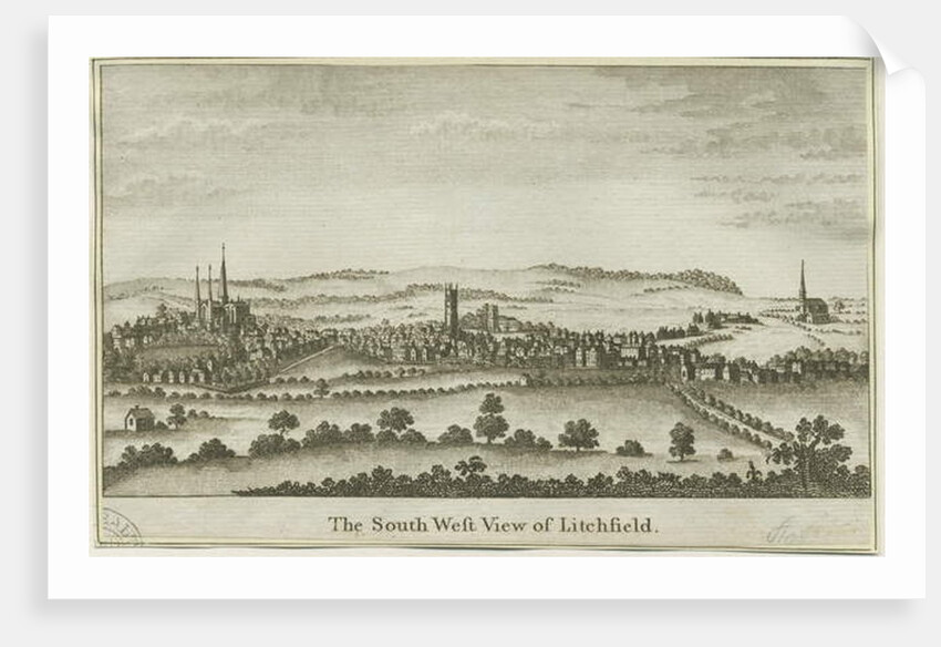 Lichfield - South West View: copper-plate engraving, nd [late 18th cent] by School English