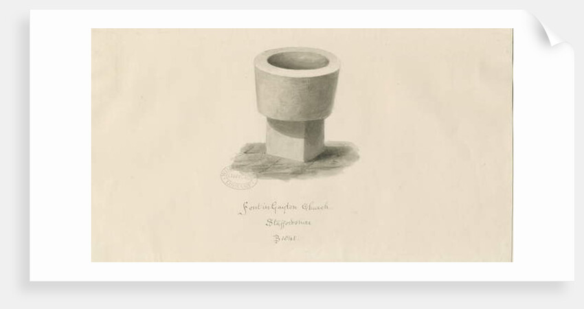 Font in Gayton Church by John Buckler