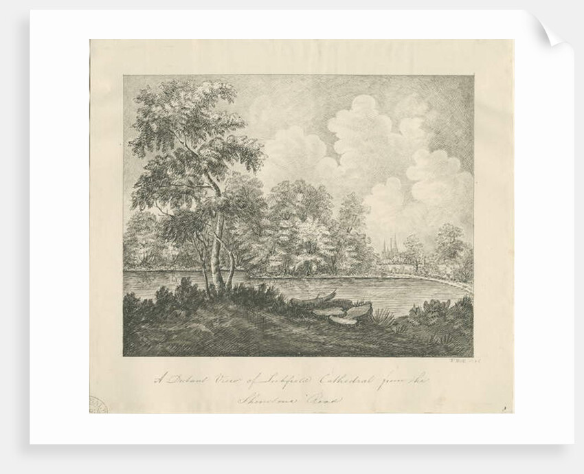 Lichfield Cathedral - West South West view: pen drawing, 1836 by John Robert Fernyhough