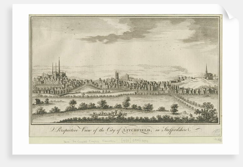 Lichfield - South West View: engraving, nd [1771] by School English
