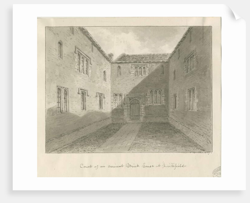 Lichfield - Court Yard of Old House in The Close by John Buckler