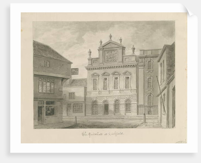 Lichfield - Guildhall: sepia drawing, 1838 by John Buckler