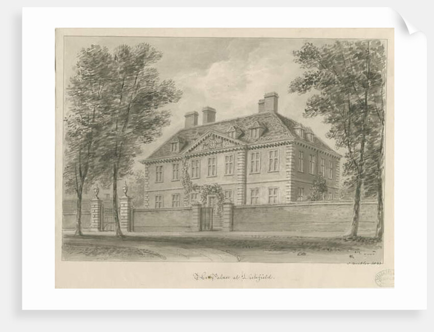 Lichfield - Bishop's Palace in The Close by John Buckler