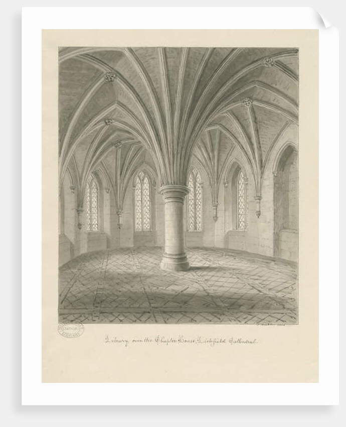 Interior of Lichfield Cathedral - Library above Chapter House: sepia drawing, 1806 by John Buckler