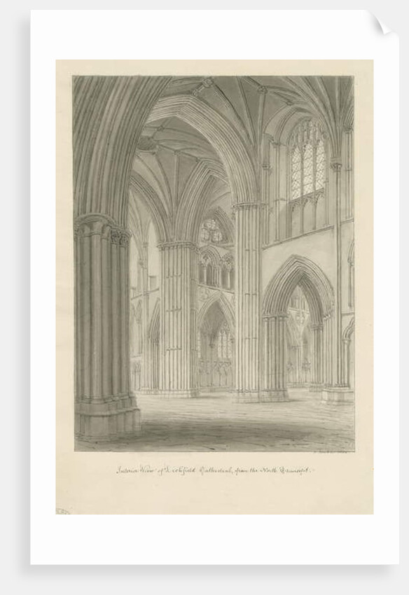 Interior of Lichfield Cathedral - Crossing from the North Transept: sepia drawing, 1806 by John Buckler