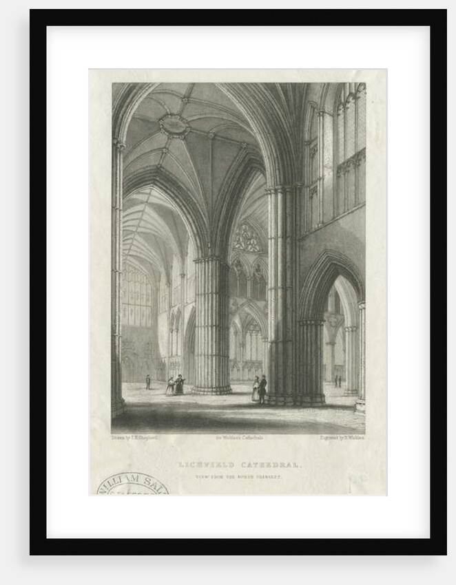 Interior of Lichfield Cathedral - Crossing from the North Transept: engraving by School English
