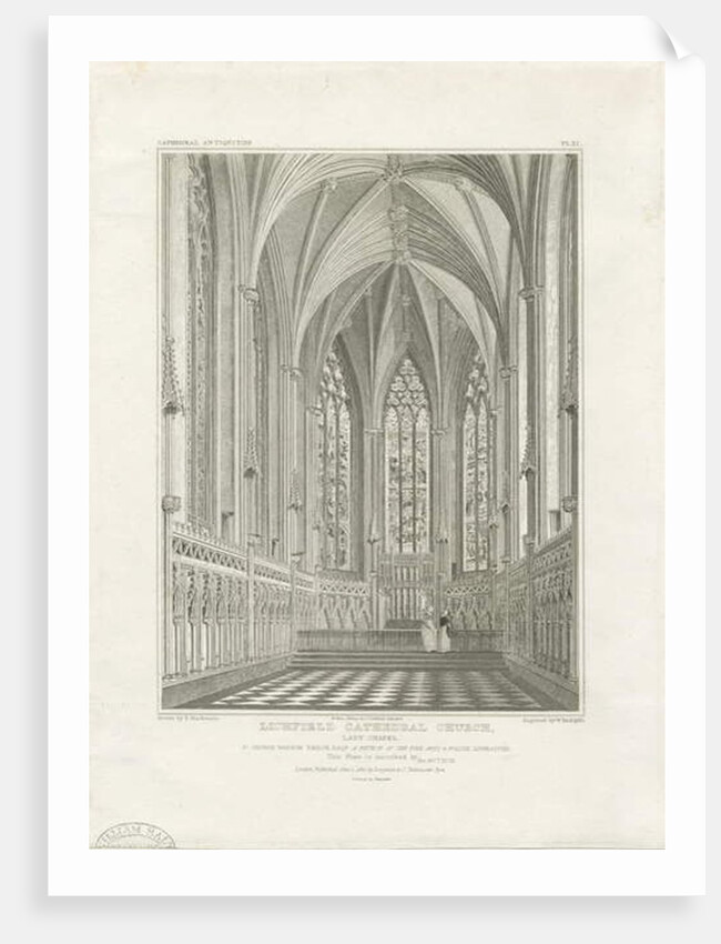 Interior of Lichfield Cathedral - Lady Chapel: engraving by John Britton