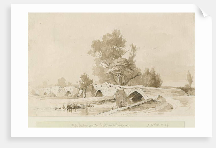 Handsacre - Old High Bridge: sepia drawing, 1839 by Thomas Peploe Wood