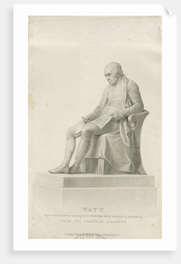 Handsworth - Monument of James Watt: stipple engraving, nd [?19th cent] by Henry Adlard