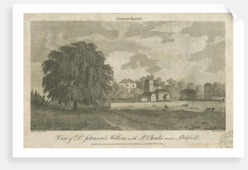 Lichfield - 'Dr. Johnson's' Willow Tree: engraving by Samuel Rawle
