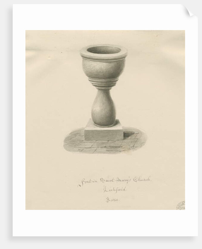 Lichfield - Font in St. Mary's Church by John Buckler