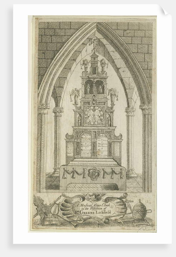 Lichfield - Musical Altar-Clock: etching by Richard Greene