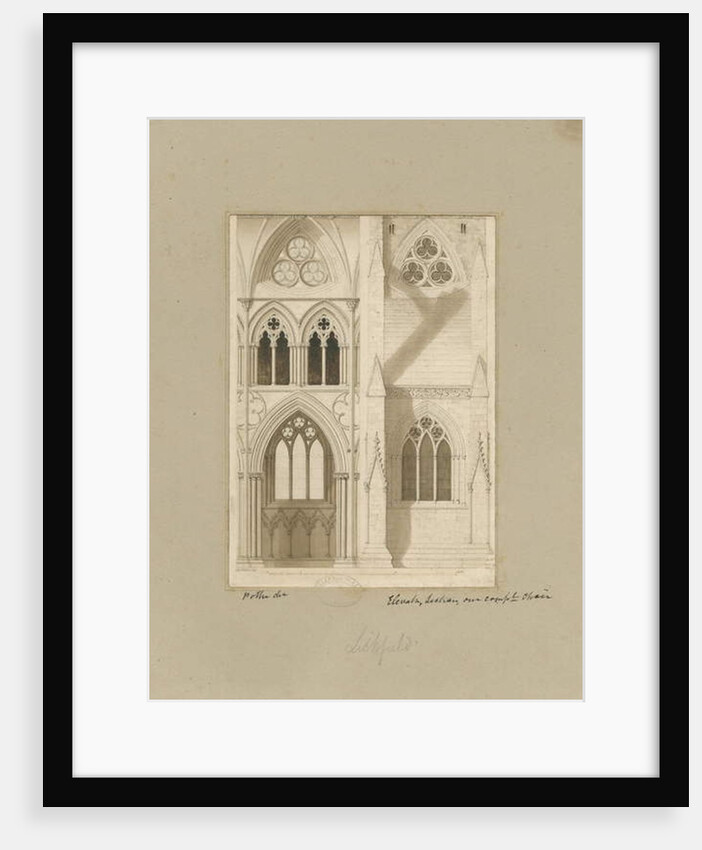 Interior of Lichfield Cathedral - Nave: sepia drawing, 1819 by Joseph Potter