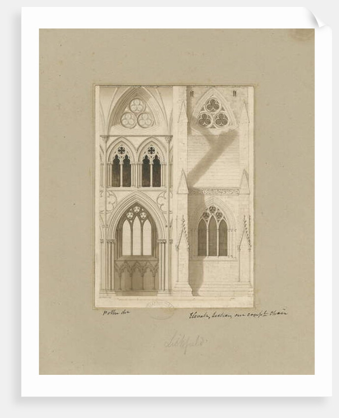 Interior of Lichfield Cathedral - Nave: sepia drawing, 1819 by Joseph Potter