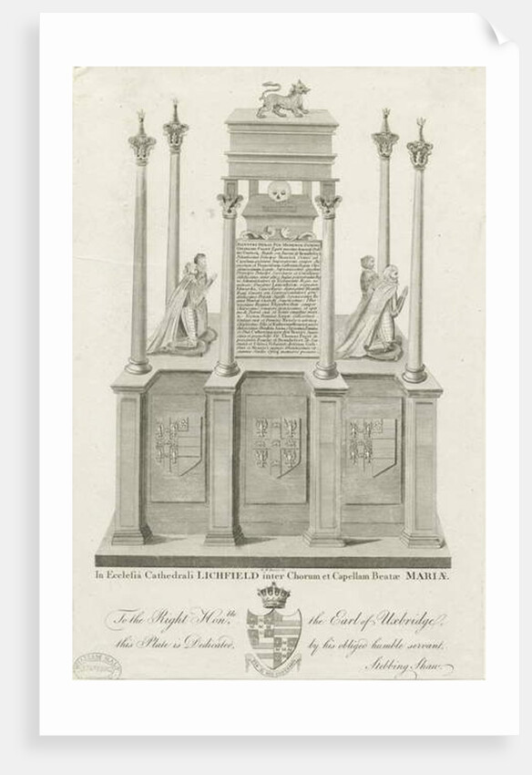 Lichfield Cathedral - Tomb of William Paget: engraving by Stebbing Shaw