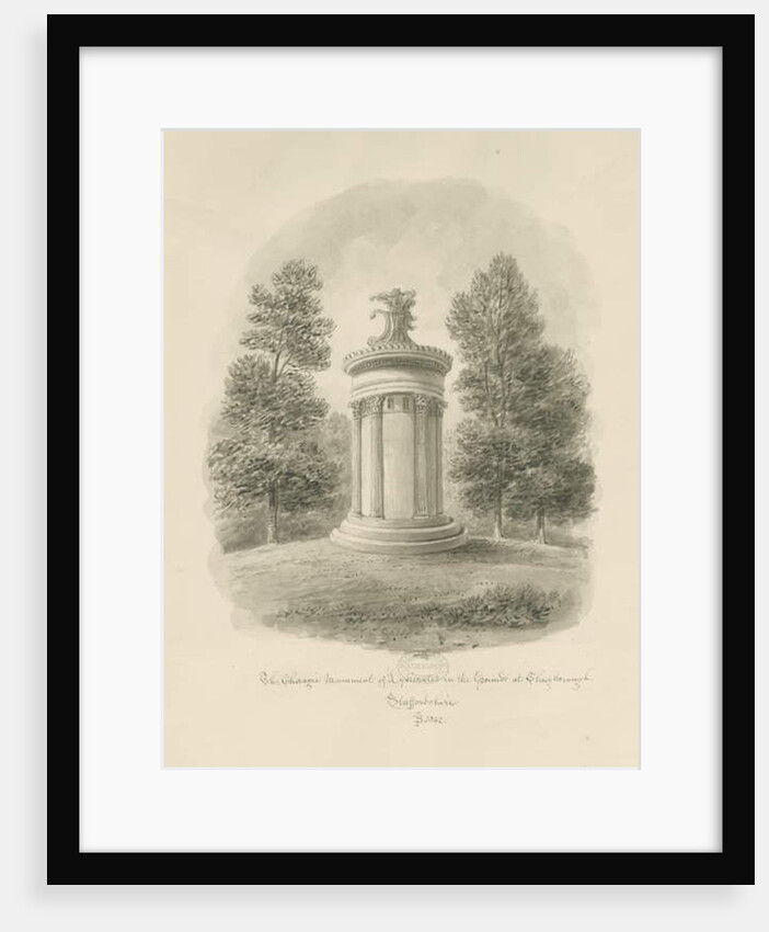 Shugborough - The Choragic Monument of Lysicrates: sepia drawing, 1842 by John Buckler