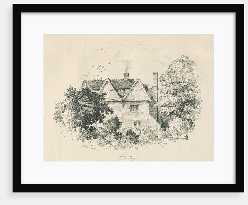 High Offley - Park Hall: pen and ink drawing, 1838 by Thomas Peploe Wood