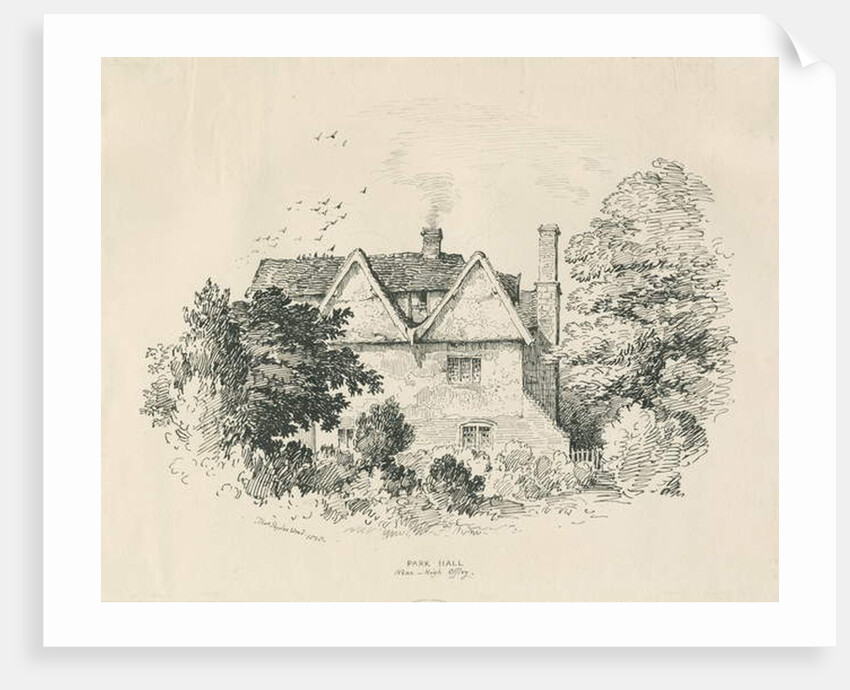 High Offley - Park Hall: pen and ink drawing, 1838 by Thomas Peploe Wood