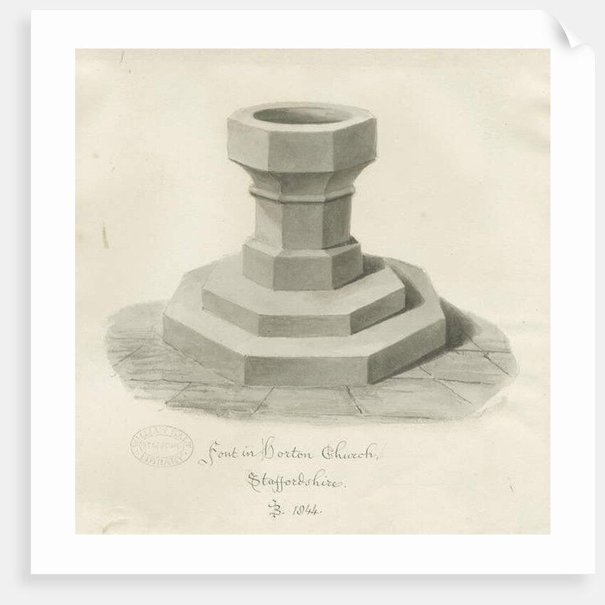 Font in Horton Church by John Buckler