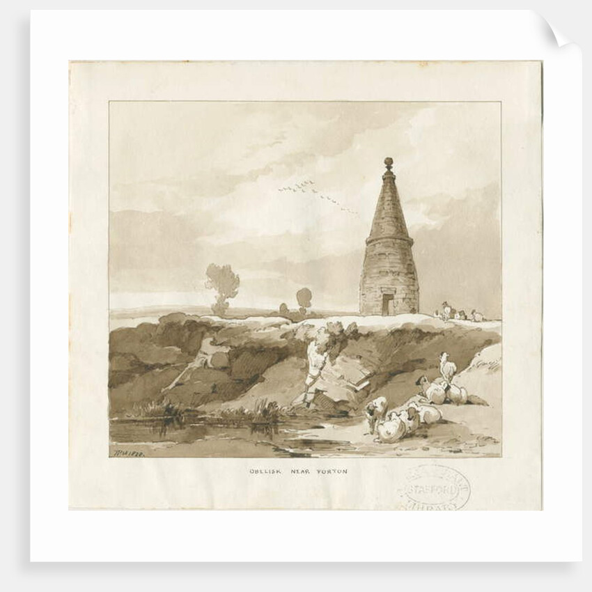 Forton - Obelisk: wash drawing, 1838 by Thomas Peploe Wood