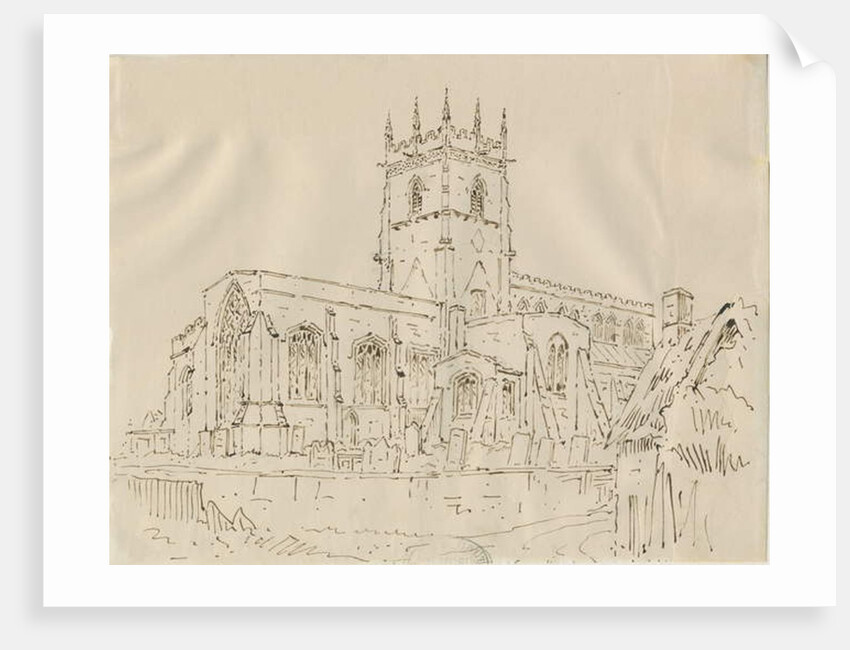 Gnosall Church: pen and ink drawing by School English